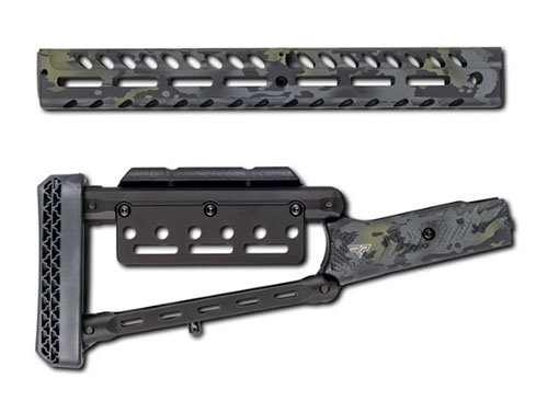 Rossi 92 Heritage Citadel Lever Stock Set i Black Multicam erbjuder en lätt och hållbar design med justerbart buttstock och M-LOK handguard för optimal prestanda.